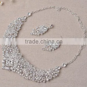 Bridesmaid Rhinestone Chunky Wedding Jewelry Set Beautiful Necklace Set thumbnail-3