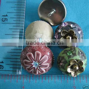 Handmade Poly Clay Button w Metal Base Half Dome/Shank thumbnail-1