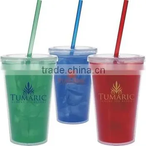 BPA Free Double Wall Plastic Cups With Straw Double Wall Tumbler - 16OZ thumbnail-3