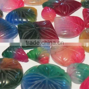 Multi Color Carved Jade Stone Cabochons Loose Gemstones thumbnail-1