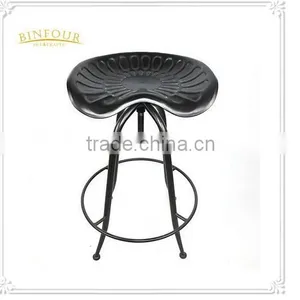 Antique Metal Folding Upholstered Bar Stool Chair With Leather thumbnail-1