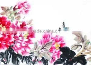 He Ze Famous Peony Scenery Paintings Chinese Peony Watercolor Painting 100% Original thumbnail-4