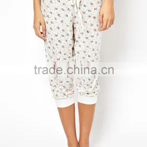 Ladies Fancy Olympia Rose All Over Print Lounge Pant and Cap Sleeve Top Pajama Set thumbnail-4