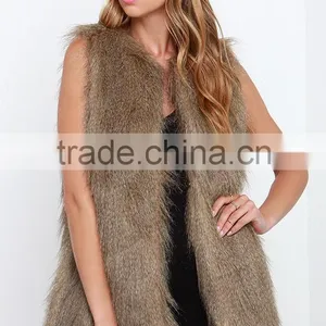 Women Faux Fur Vests Waistcoats for Ladies Coat Outerwear Waistcoat thumbnail-1