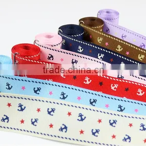 Nautical Anchor Printed Navy Blue Grosgrain Ribbon for Hair Bow, Packing, Decoration thumbnail-6