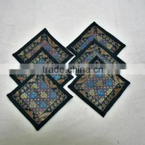 Indian Silk Table Runner With 6 Place Mats & 6 Coaster in Green Color Size 16*62 thumbnail-4