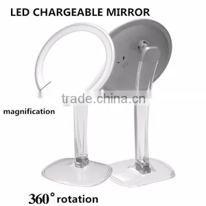 1000mAh Lithium Battery Lighted Stand Desktop Vanity Mirror With Magnification thumbnail-4