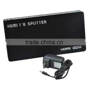 CHEERLINK 1x8 Full HD V1.4 HDMI Splitter Connect to DVD, Satellite, Cable Box, PC, PS w/ US Plug - Blcak + Silver thumbnail-1