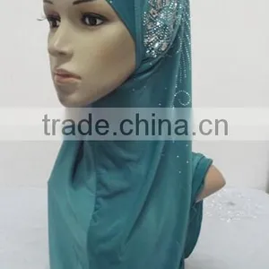 H252 Latest Muslim Hijab With Rhinestone and Crystals thumbnail-3