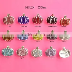 Stock Halloween Orange Rhinestone Pumpkin Button With Slider(BTN-5326) thumbnail-1