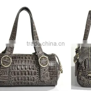 Ladies Croc Leather Handbag thumbnail-1