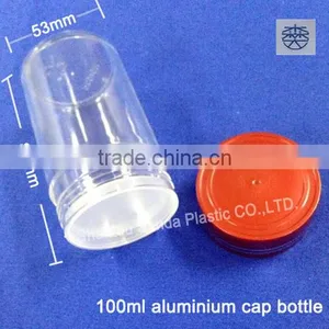100ml Clear Aluminium Cap Bottle, Trasparent PS Capsule Jar thumbnail-2