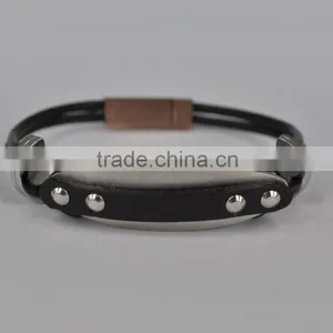 2016 Fashion Magnetic Cow Leather Stainless Steel Bracelet thumbnail-3