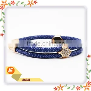 Womens Genuine Stingray Leather Bracelet Colourful for Wholesale thumbnail-6