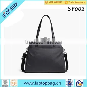 Trim Leather Overnight Travel Laptop Tote Bag With Shoes Compartment thumbnail-1