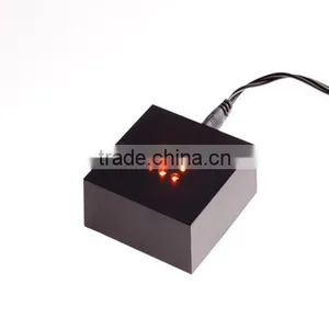 Cube Black Plastic LED Light Base With Power Adaptor for Crystals thumbnail-2