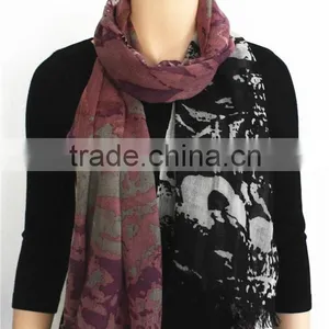 Printed Wool Scarf With Fringe thumbnail-1