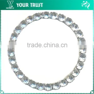 3MM Clear Cystal Rhinestone Oval Frame Rhodium Metal Belt Buckle thumbnail-3