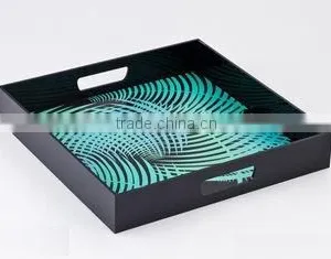 High Quality Square Black Lacquer Serving Tray Table Made in Vietnam thumbnail-1