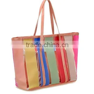 Fashion and Rainbow Transparent PVC Summer Beach Bag for Wholesale thumbnail-3