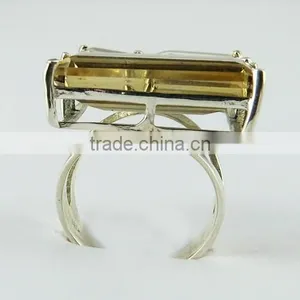 Gemstone Citrine 925 Sterling Silver Ring, Indian Silver Jewellery Supplier, Silver Jewellery India thumbnail-6