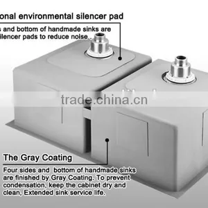 High Quality Save Room Handmade Double Bowl Deep Stainless Steel Kitcen Sink Cabinet -- R15-3118 thumbnail-4