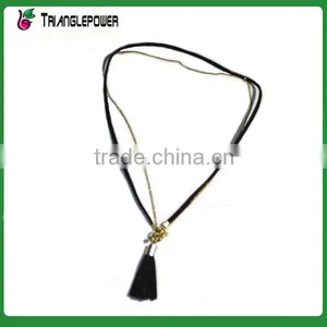 PU Rope Necklace With Metal Ball Chain Pendant Necklace thumbnail-2