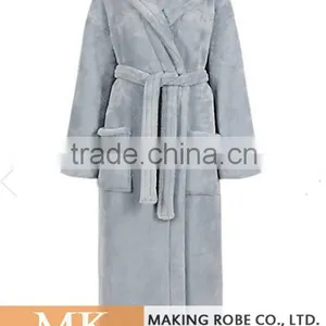Ladies Hooded Luxury Fleece Dressing Gown thumbnail-2