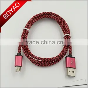 2016 Wholesale Colorful Short Braided Micro Usb Cable, Nylon Round Micro Usb Cable 25cm thumbnail-3