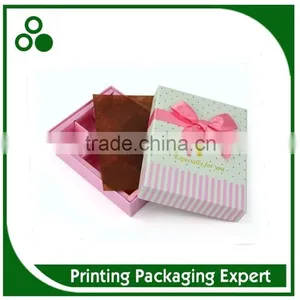 POPULAR CUSTOM HANDMADE RECYCLED DECORATIVE CARDBOARD PACKAGING GIFT CHOCOLATE PAPER BOX WITH RIBBON thumbnail-3