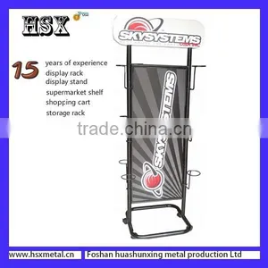 Floor Standing Safety Motorcycle Helmet Display Rack /display Stand With Hook for Supermarket HSX -259 thumbnail-1