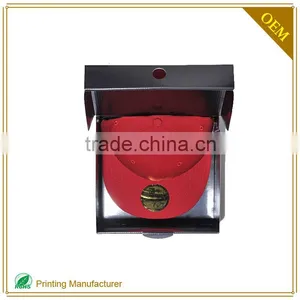 Square Folding Hat Shipping Box Black With Logo Print Custom thumbnail-3