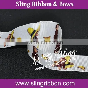 Lovely Monkey Character Printed Grosgrain Ribbon For Sales thumbnail-2