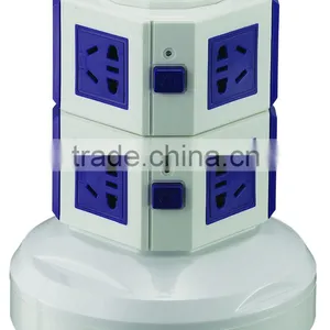 ME-S2 2 Layer CE Approved 220V Mult Vertical Desktop Tower Plug Socket With 2 Usb Port and 1 Meter Power Line for Home/office thumbnail-2
