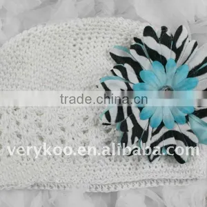Newsgirl Crochet Kufi Hats With a Zebra Daisy Flower thumbnail-1