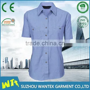 High Quality Cotton Working Tshirt Wholesale Working Uniform Blue Cotton t Shirt Uniform thumbnail-1