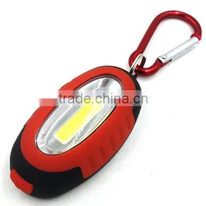 Hot Sales Promotion Egg Shape High Power COB LED Keychain Light Cheaper Gift Carabiner Bag Reflector Flashlight Rubber Coating thumbnail-2