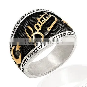 925K Sterling Silver Ataturk Moonstar Men Ring thumbnail-1