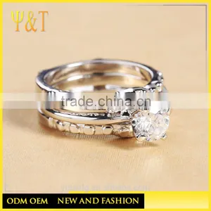 Jingli Jewelry China Factory Zircon Stones 925 Sterling Silver Couple Wedding Ring Set (YJ-0441) thumbnail-5