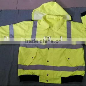 High Vis Fleece Lined Reflective Bomber Jacket thumbnail-1