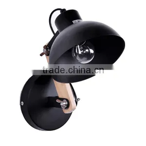 Flexible Arm Modern Black Metal And Wood Wall Lamp For Hotel Room Loft thumbnail-1
