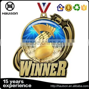 Wholesale Custom 3d Embossed Stamping Pad Printing Iron Brass Zinc Alloy Plating Gold Tennis Sport Medal With Ribbon thumbnail-4