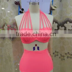 2016 New Arrival Flower Printed Retro High Waist Bikini thumbnail-6