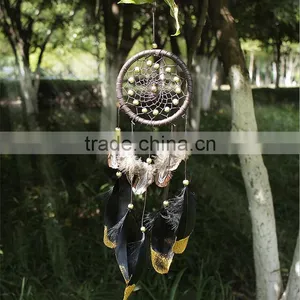 Promotional Christmas Gift Ornament Home Room Interior Decoration Accessories Handmade Traditional Black Leather Dream Catcher thumbnail-4