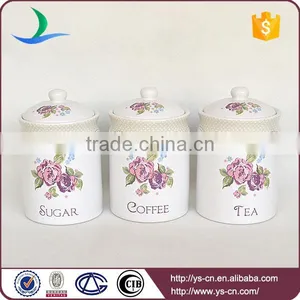 2015 Flower Decal Ceramic Food Canister Jars Wholesale thumbnail-1