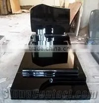 Man Carved Shanxi Black Granite Tombstone Polished thumbnail-1