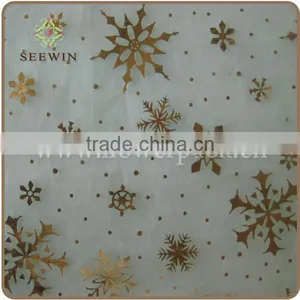 Snowflakes in the Shape of a Transparent Shiny Hard Yarn Ribbon/organza Ribbon Materials/metal Print Organza Ribbon thumbnail-1