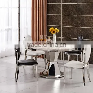 Marble Round Dining Table Designs Handware Base thumbnail-1