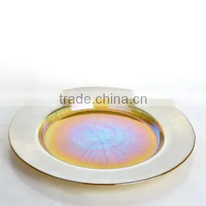 Charger Plate Antique Gold Plate Silver Rimmed Glass Charger Plates thumbnail-2
