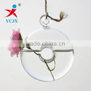 Hanging Hand Blown Clear Circle Glass Vase Crafts thumbnail-1